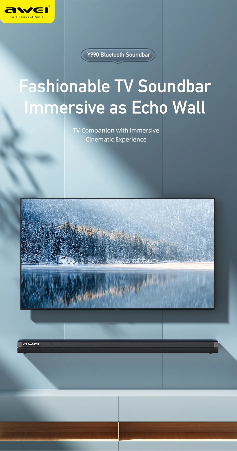 Awei Y990 100W Dual Speakers Home Theater TV Sound Bar (1)