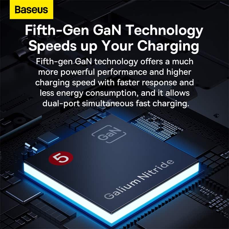 Baseus GaN5 Pro Ultra-Slim Fast Charger C+U 65W CN Type-C to Type-C 100W 1m Gray -CCGP150013 (7)