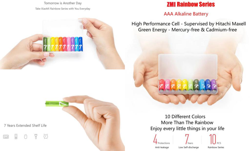 Xiaomi ZMI Zi7 AAA Alkaline Battery Rainbow Batteries Set 10 Pcs Pack (3)