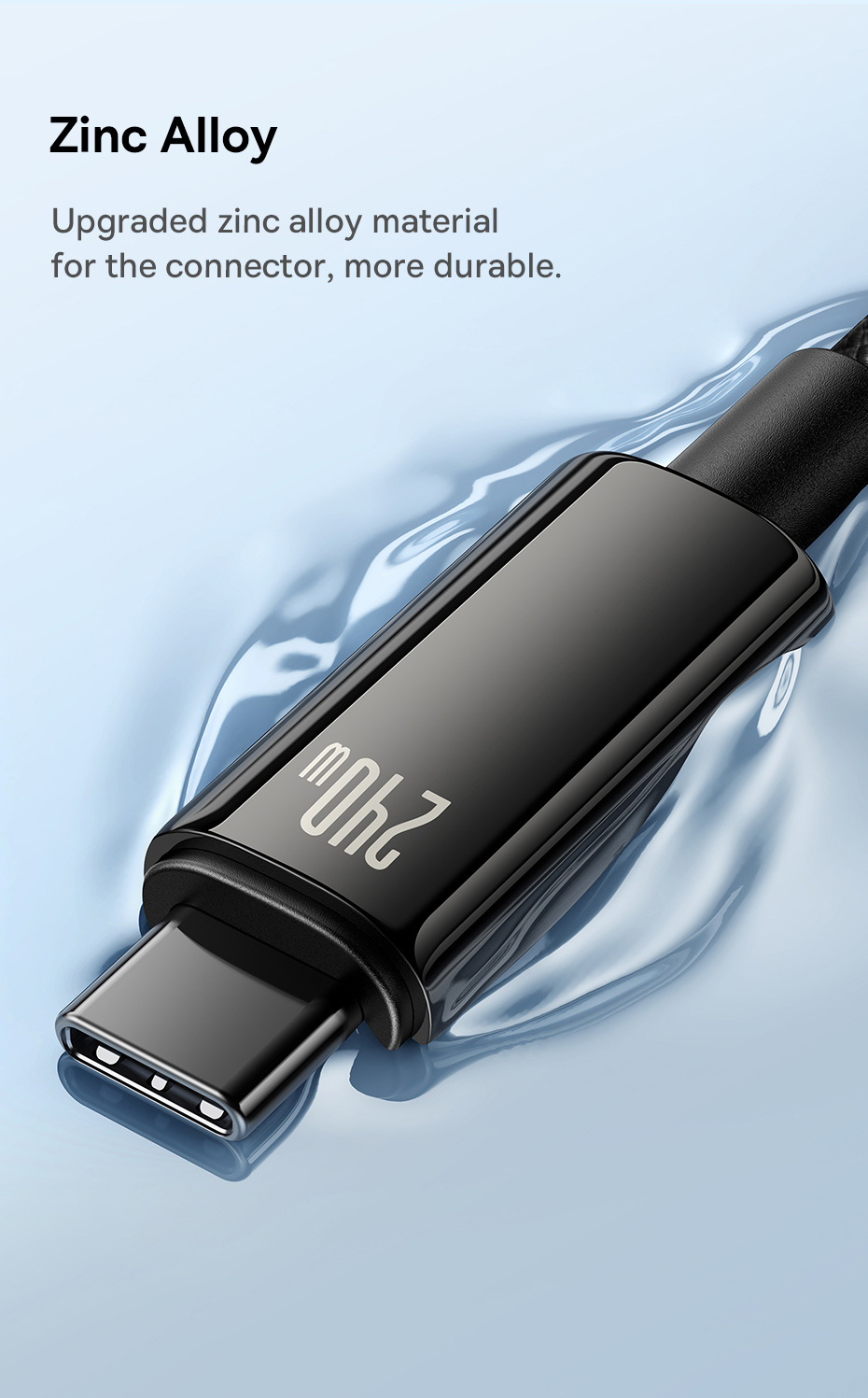 Baseus Cable Type-C to Type-C 240W Tungsten Gold Super Adaptive Fast Charging Data Cable For Laptop Macbook Ipad 2m Black CAWJ040101 (1)