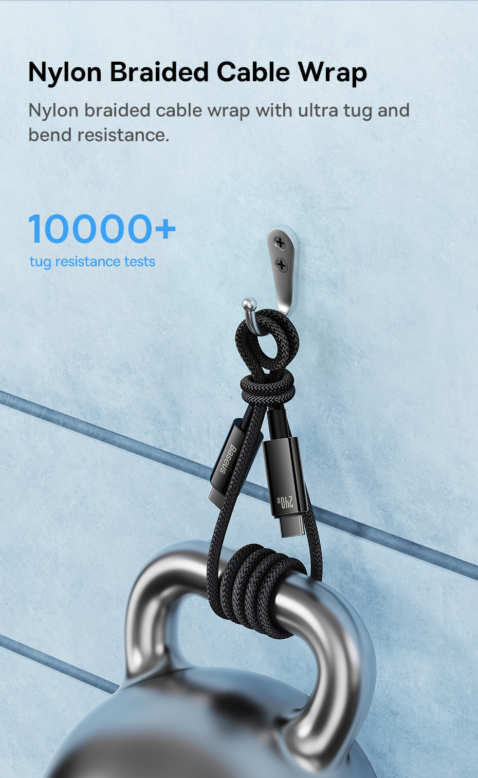 Baseus Cable Type-C to Type-C 240W Tungsten Gold Super Adaptive Fast Charging Data Cable For Laptop Macbook Ipad 2m Black CAWJ040101 (1)