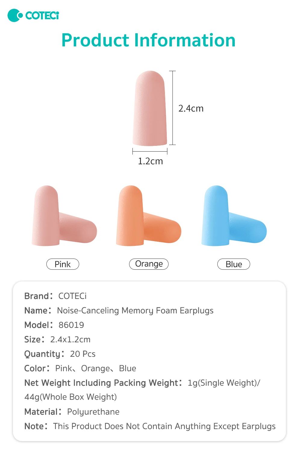 COTECi Noise Cancelling Memory Foam Earplugs (1)