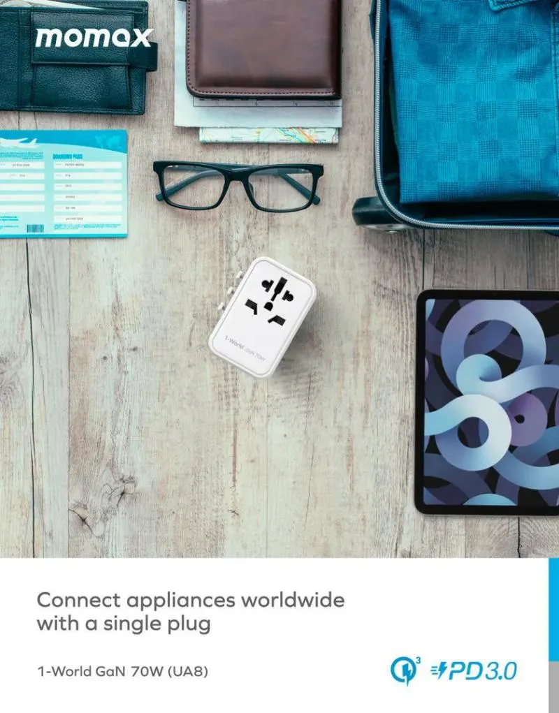 Momax 1-World 70W GaN 5 Ports Universal Travel Charger (UA8A) (1)