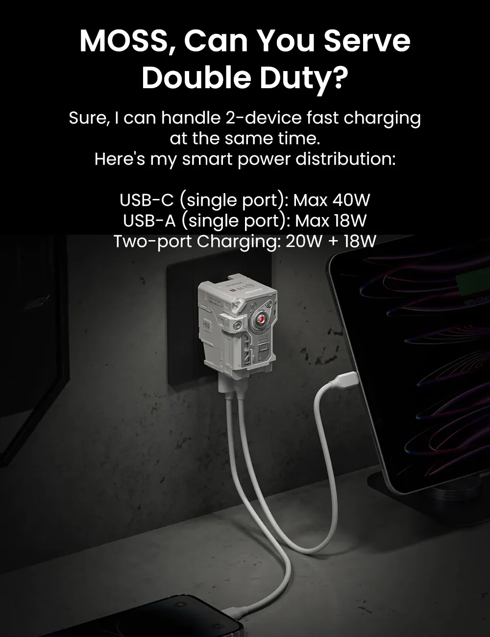 Sharge MOSS Charger 40W 2 Ports USB-C × 1 USB-A × 1 (1)