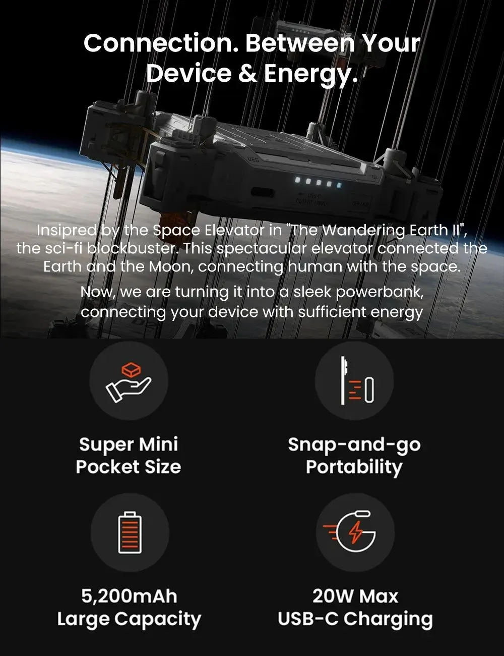 Sharge Space Elevator 5200mAh 20W MagSafe Qi Fast Charging Power Bank (1)