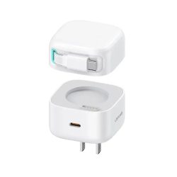 USAMS US-CC203 XMF Series PD 35W Dual Output GaN Fast Charger with Type-C Magnetic Retractable Cable Module US Plug (1)