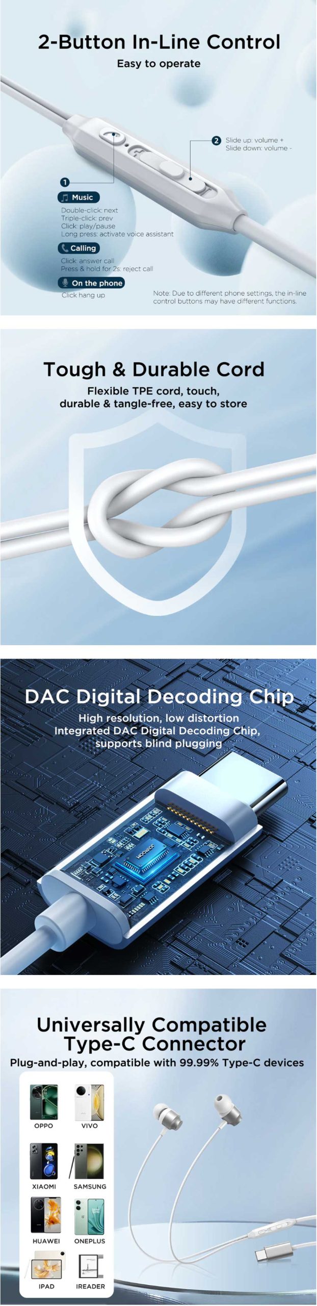 Joyroom JR-EC06 Type-C Metal In-Ear Wired Earphone (1)