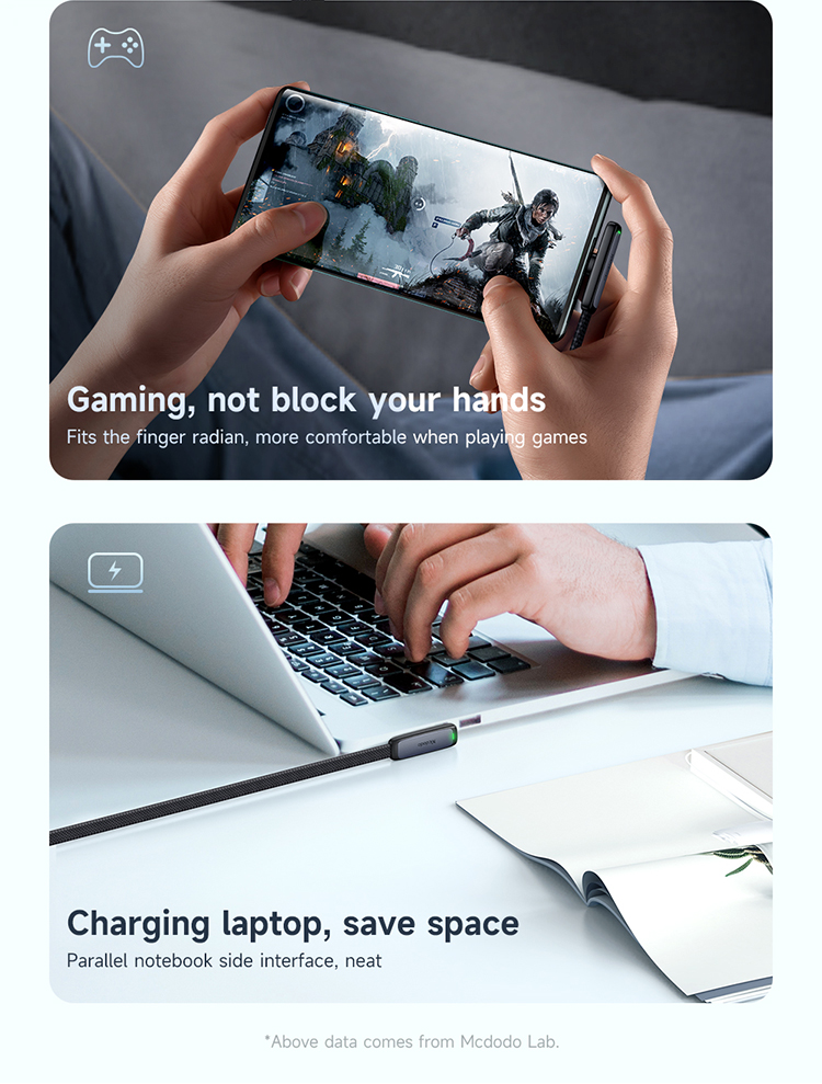 Mcdodo CA-336 Zebra Series 65W Type-C To Type-C 90 Degree Data Cable 1.2m