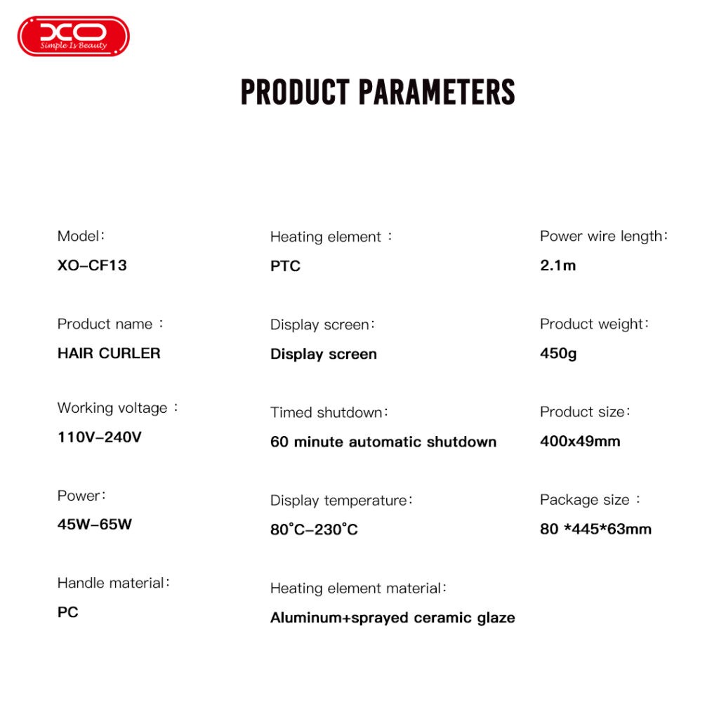 XO CF13 Single tube curling rod (1)