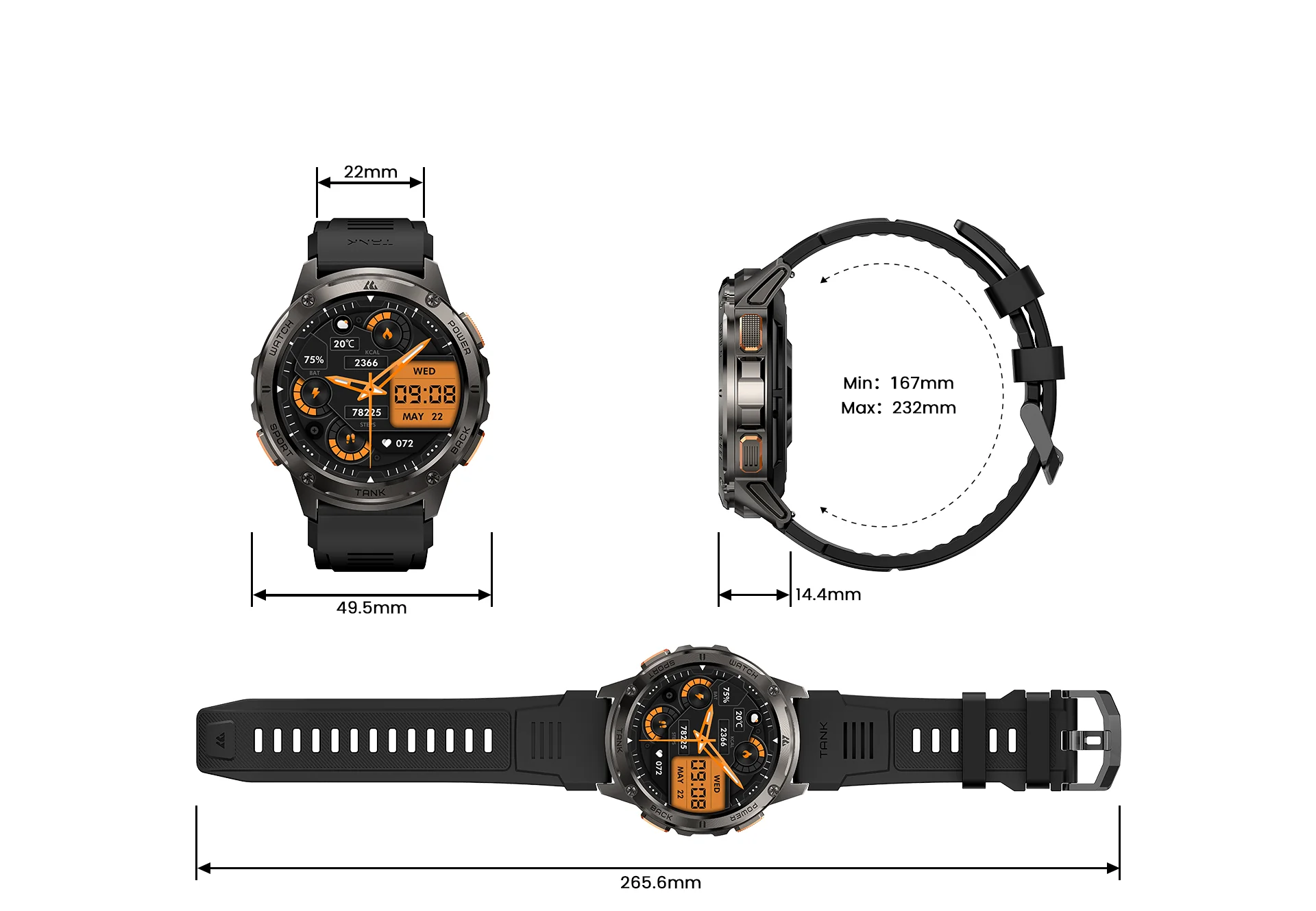 Kospet Tank T3 Rugged Smart Watch