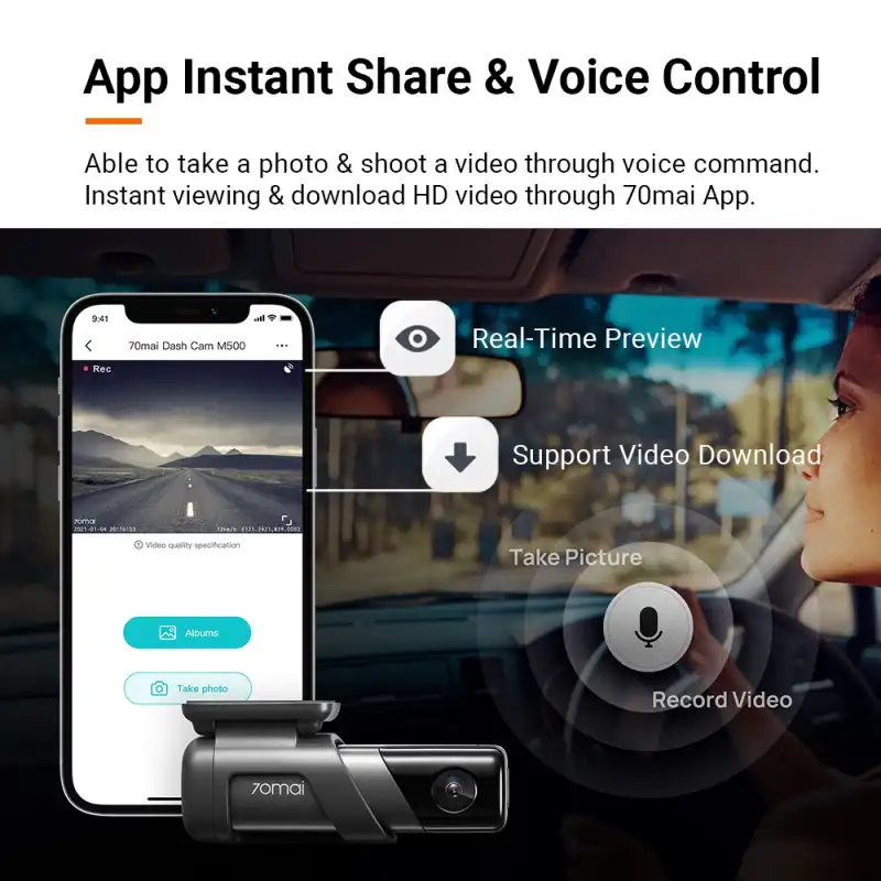 70mai M500 Dashcam Car Recorder 1944P Night Vision with ADAS (Chinese Version) (1)