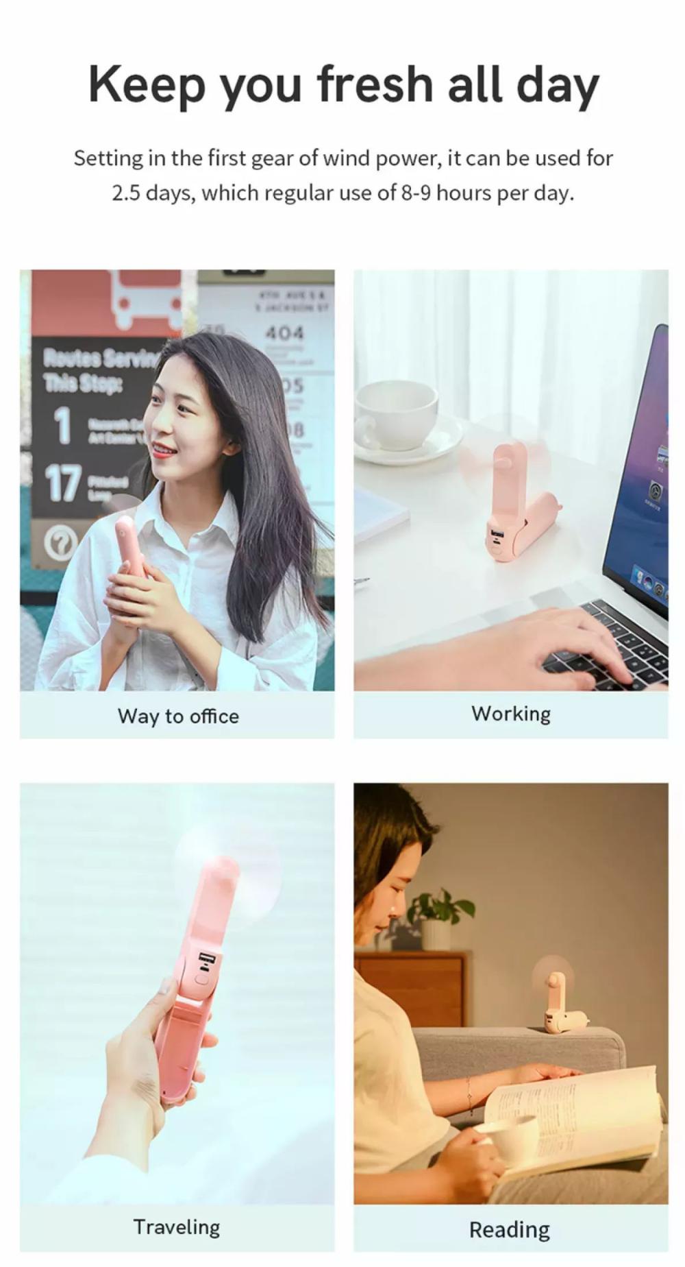 JISULIFE F8X Mini Fan Portable Fan (New Upgrade Version) (1)