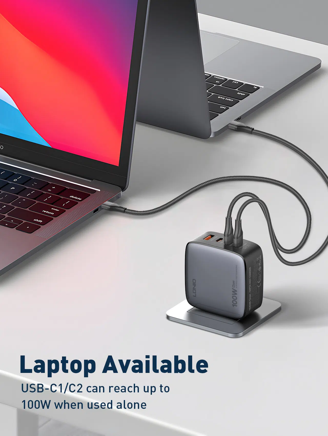 LDNIO Q408 100W 4-Port USB PD GaN Wall Charger (1)