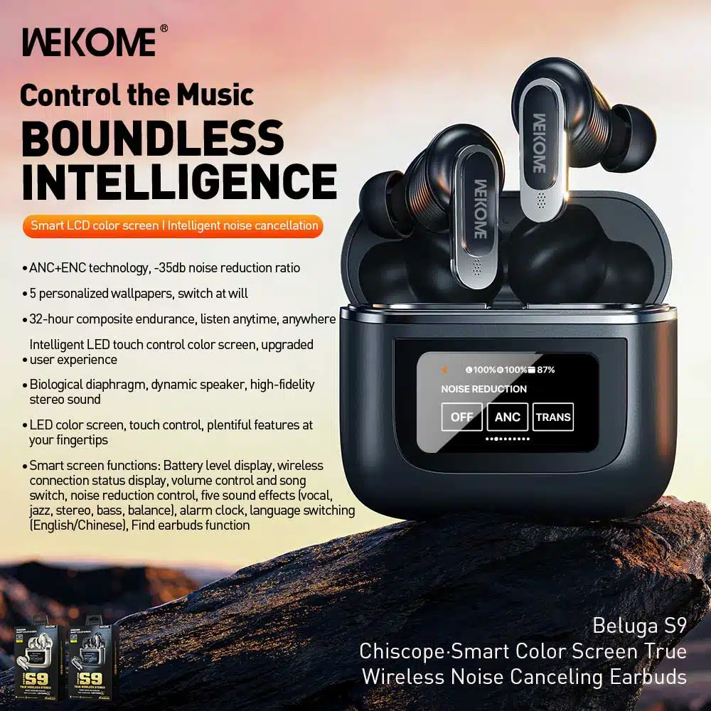 WEKOME Beluga S9 Noise Cancelling Earbuds with Smart LCD Screen (1)