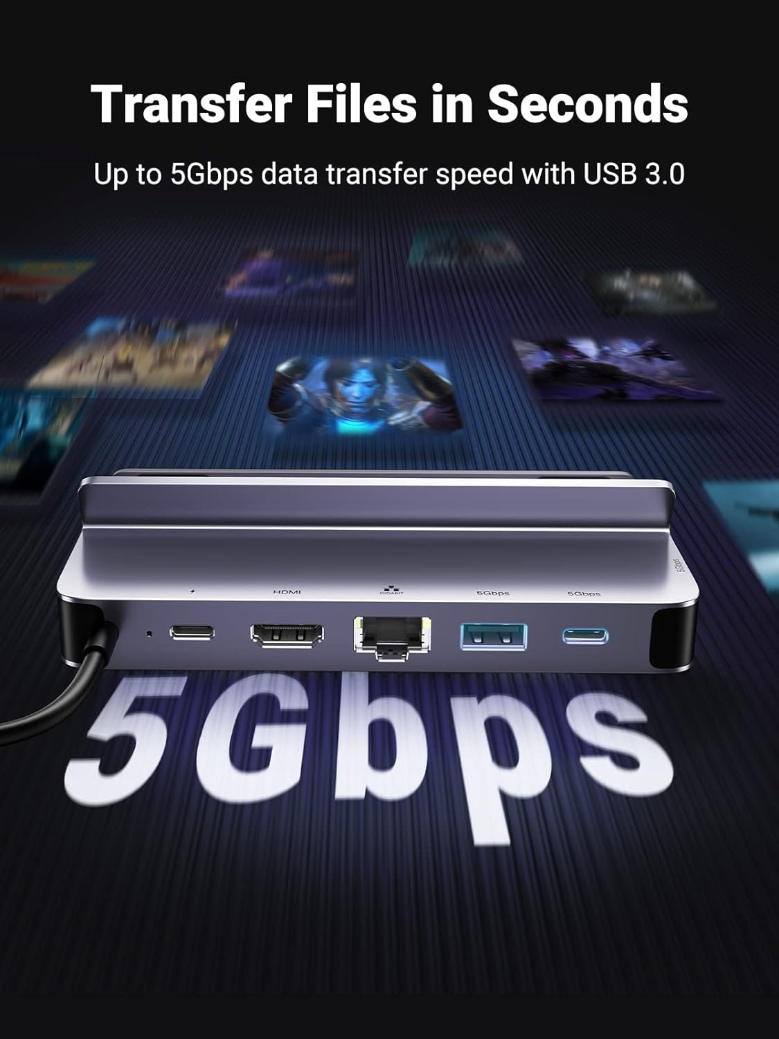 UGREEN 6-in-1 Steam Deck Dock with 4K@60Hz HDMI PD 100W USB-C Docking Station (1)