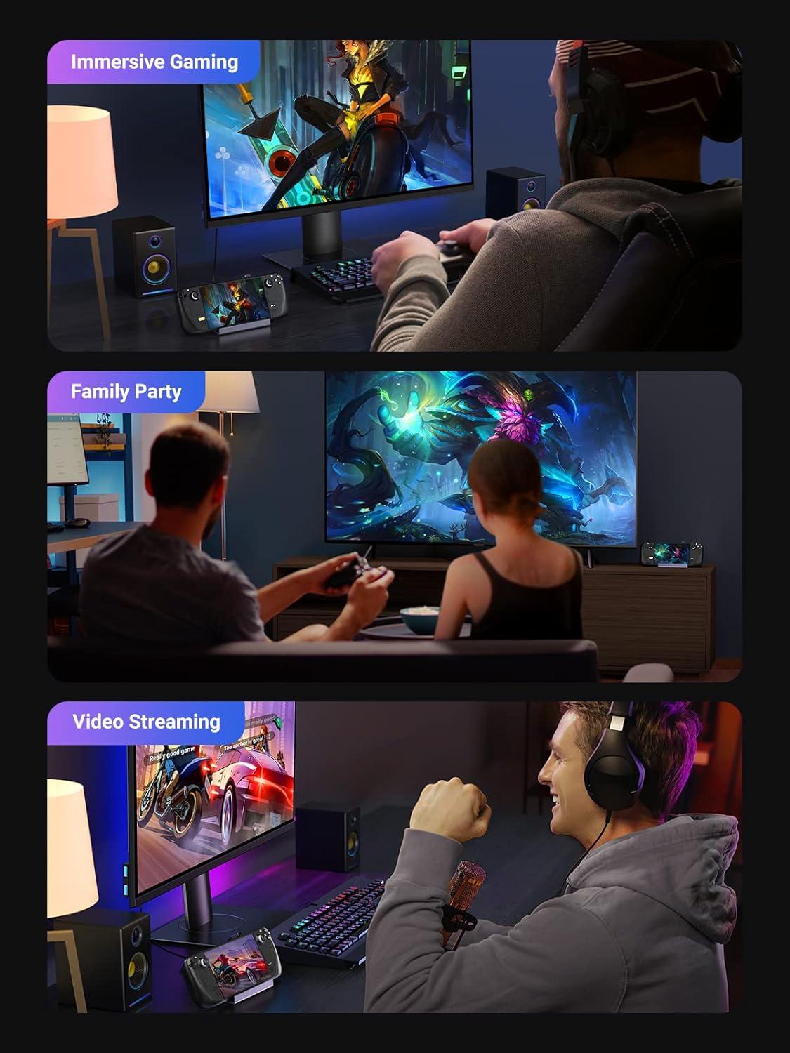 UGREEN 6-in-1 Steam Deck Dock with 4K@60Hz HDMI PD 100W USB-C Docking Station (1)