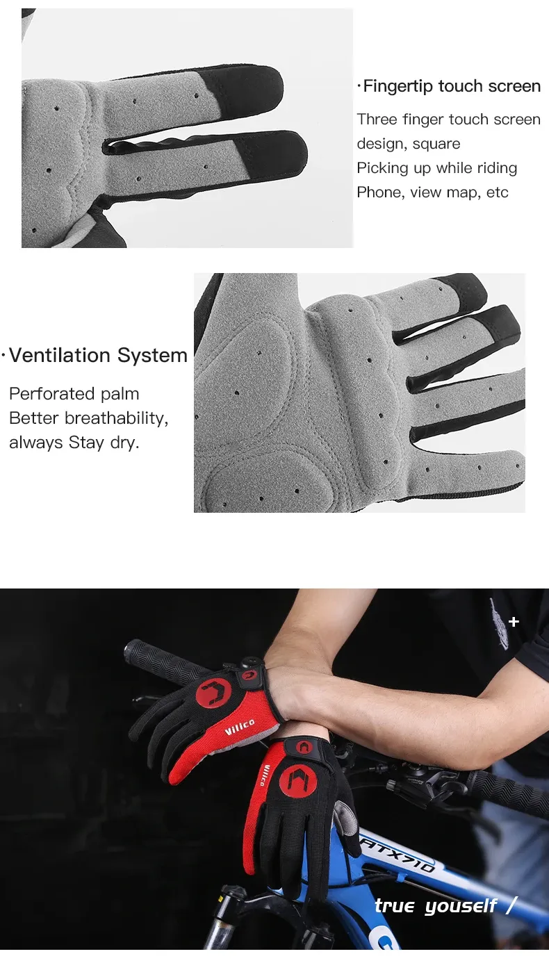 Kyncilor Cycling Bike Gloves Full Finger Anti Slip Gel Pad Motorcycle – Size XL (1)