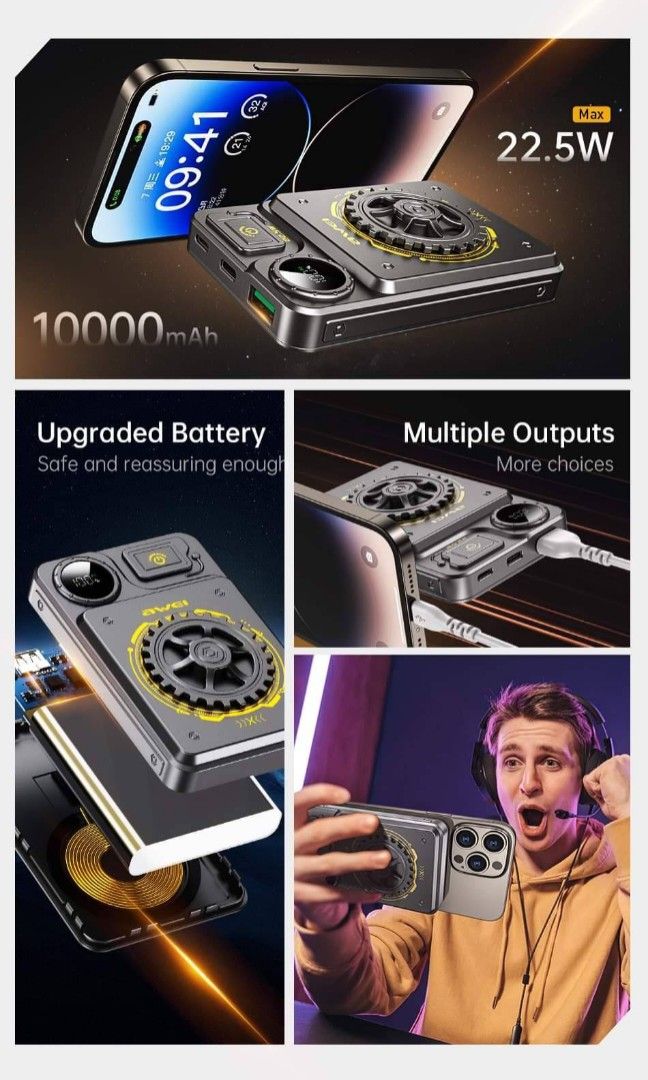 Awei P52K 10000mAh Magnetic Wireless Power Bank (2)