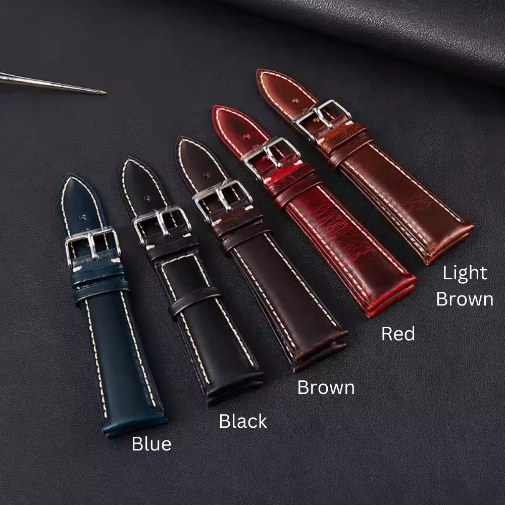 Italya Vintage Oil Leather Genuine Watch Strap 22mm