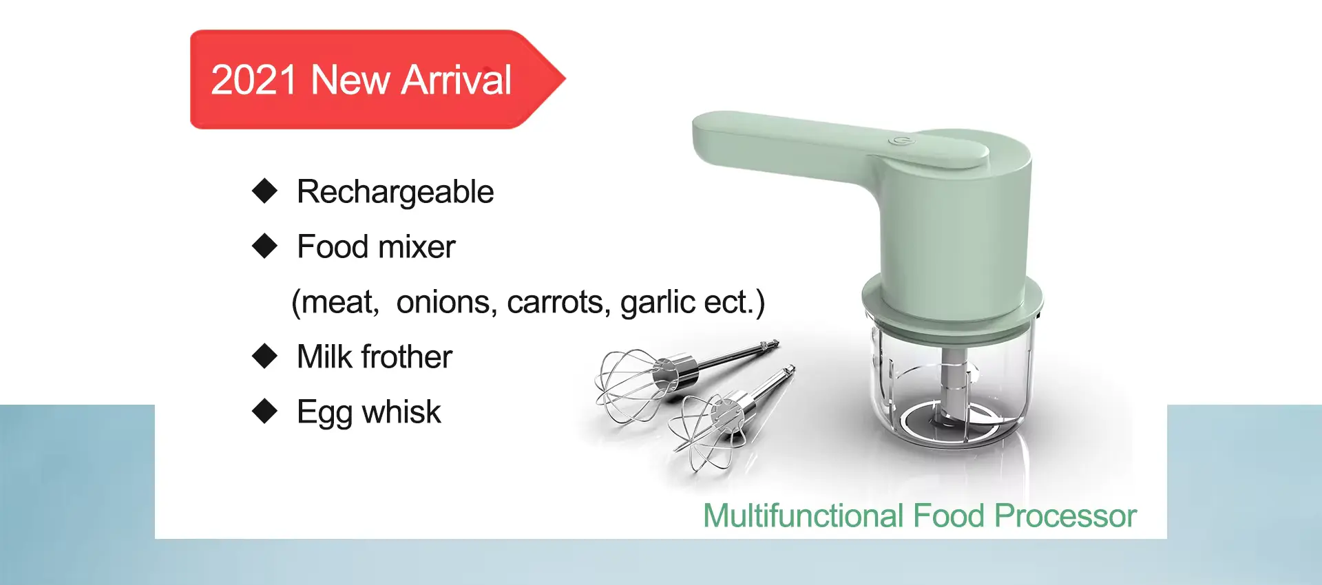Multi Functions 2 in 1 Rechargeable Food Mixer With Meat_Blender Egg Whisk Milk Foamer 