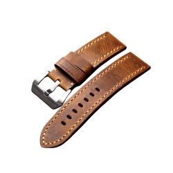 Italy Vintage wax Genuine Leather Watch Strap 22mm