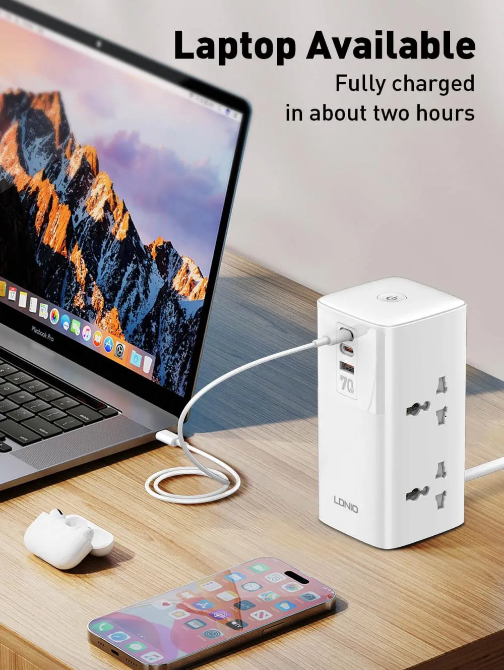 LDNIO SC4383 70W Multifunctional Universal Desktop Power Adapter