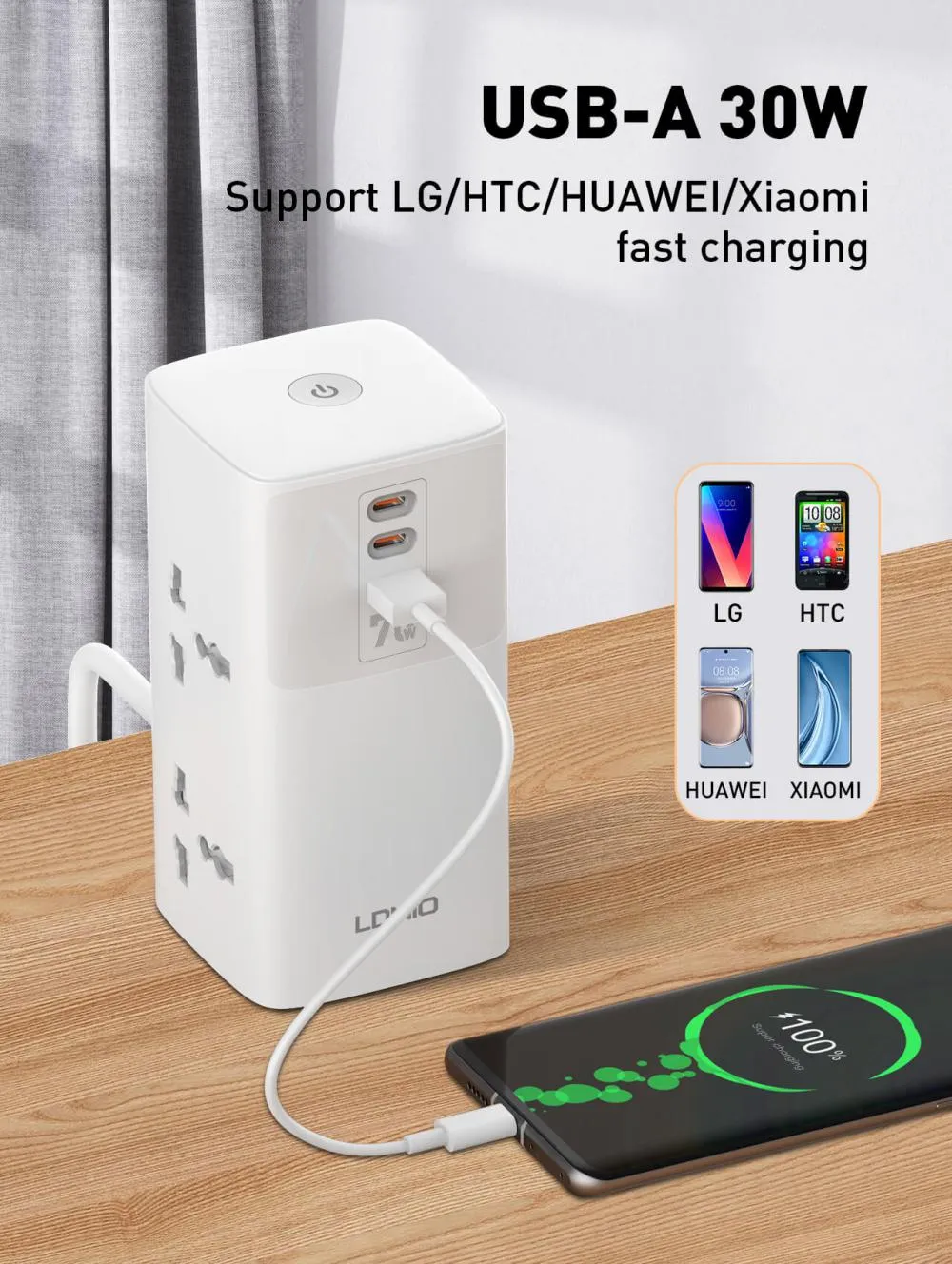 LDNIO SC4383 70W Multifunctional Universal Desktop Power Adapter