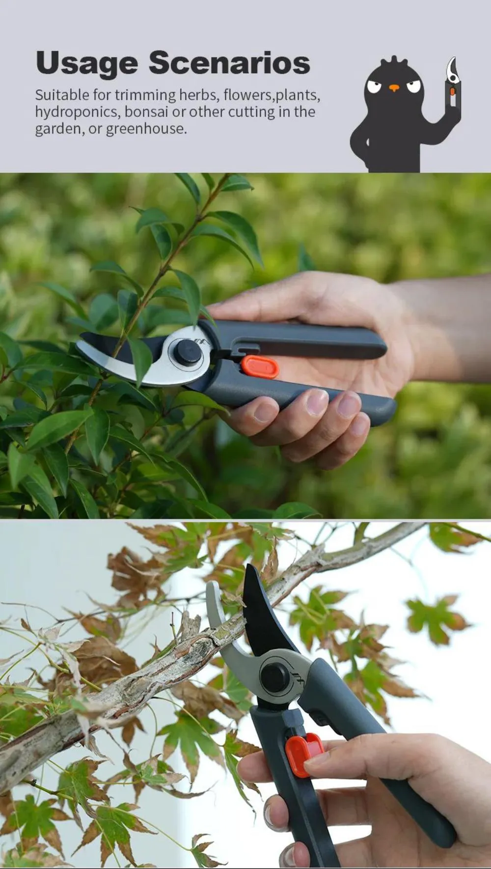 JIMIHOME JM-W201 Pruner Gardening Scissors For Pruning Tree Branches Garden Grafting Trimmer Tools