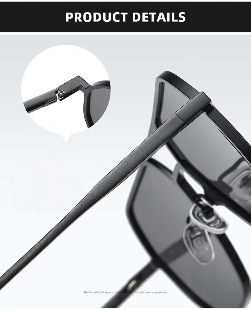 Luxury Metal Photochromic Sunglasses Polarized Stylish Chameleon Anti-glare Driving Shades UV400 (3)