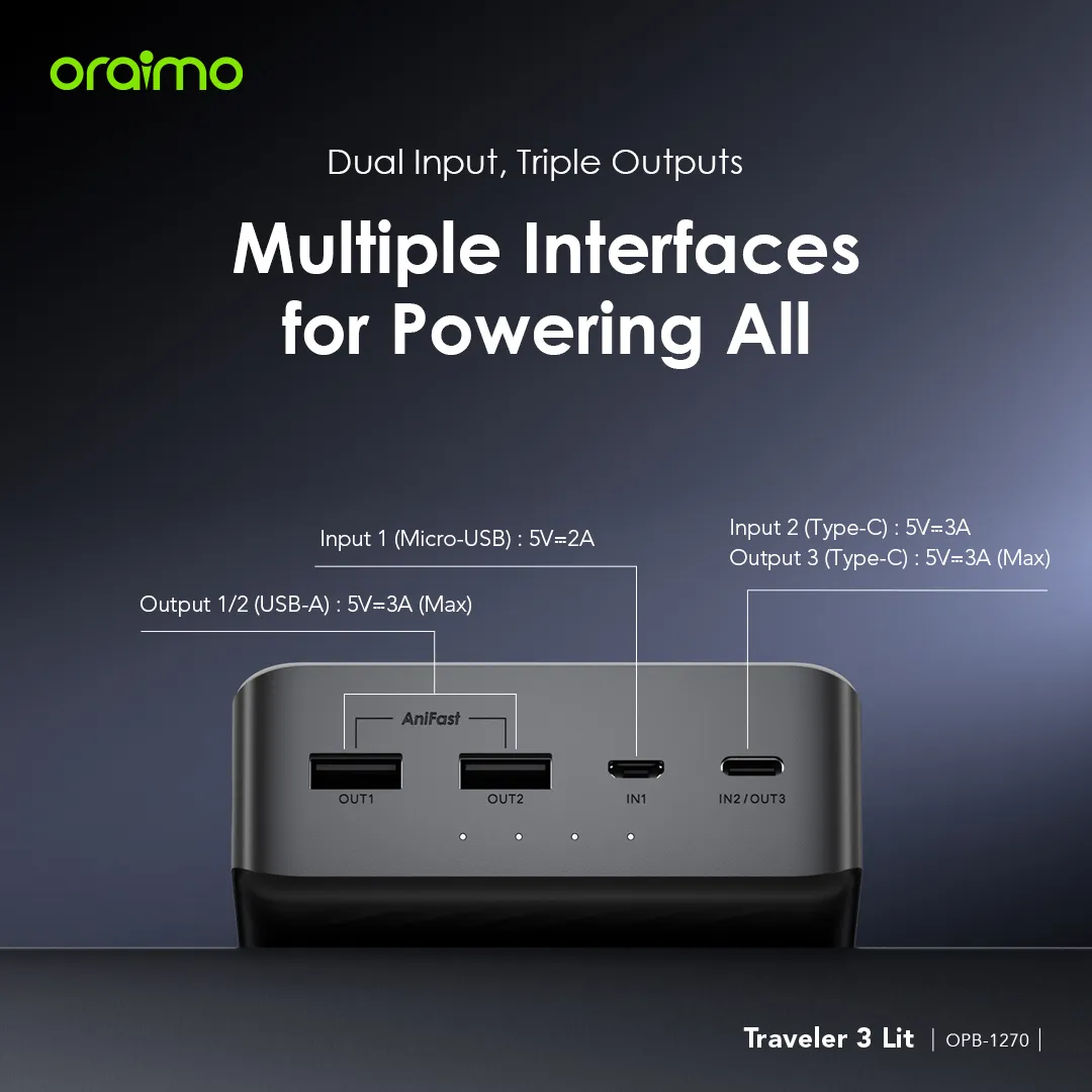 Oraimo Traveler 3 Lit 15W 27000mAh Power Bank (OPB-1270)