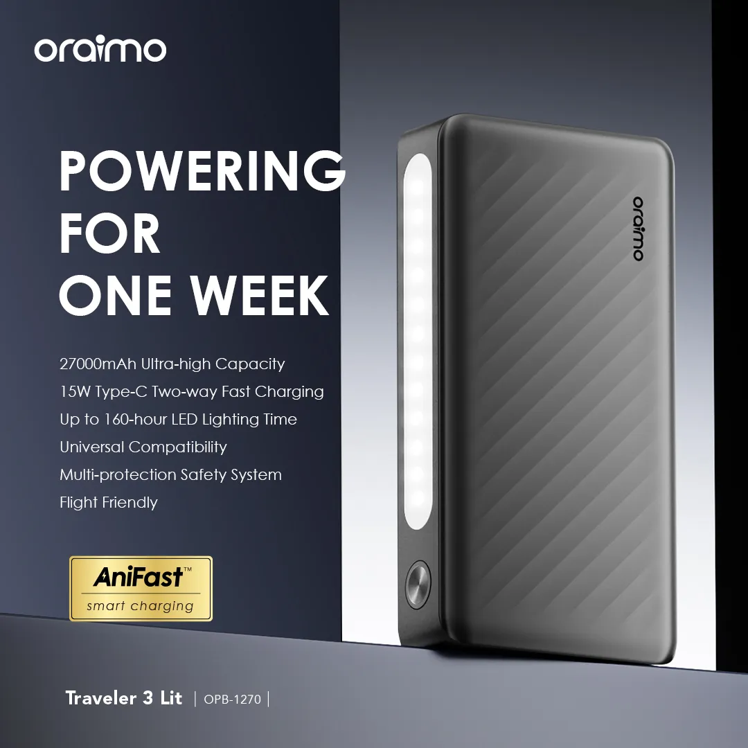 Oraimo Traveler 3 Lit 15W 27000mAh Power Bank (OPB-1270)