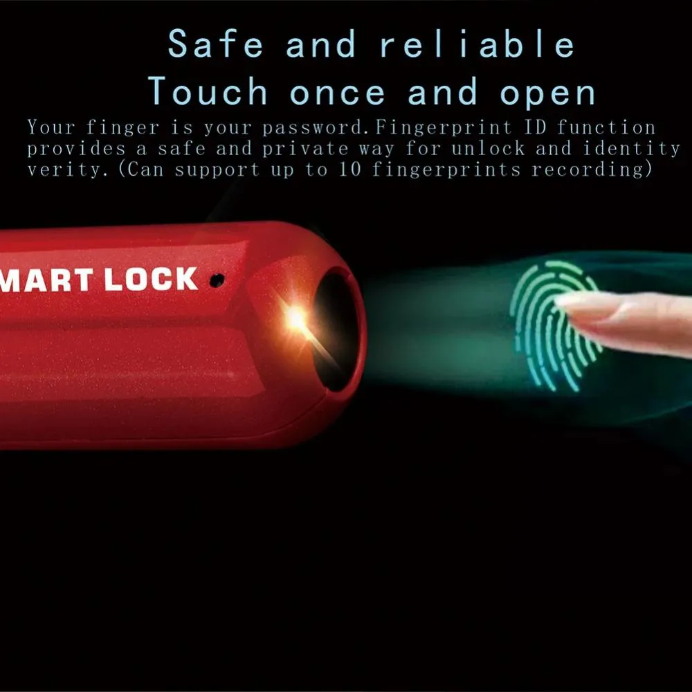 Smart Fingerprint Padlock Keyless Rechargeable Anti-Theft Security Lock
