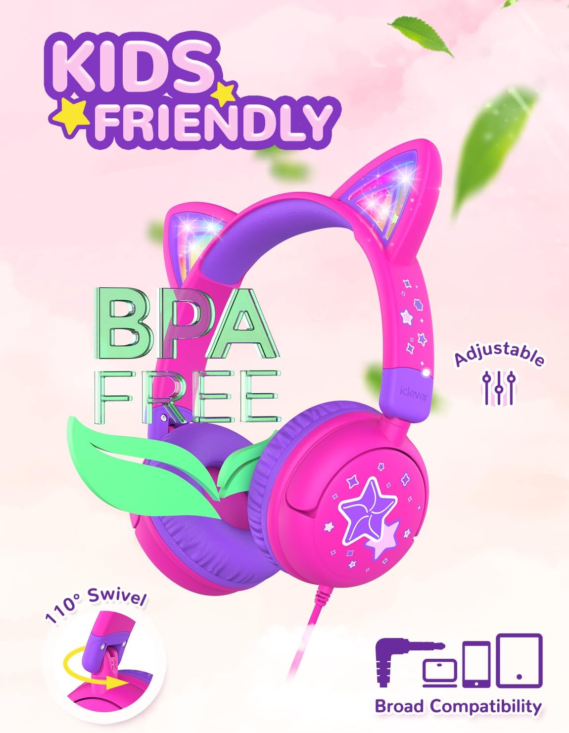 iClever HS25 Cat Ear Kids Headphones