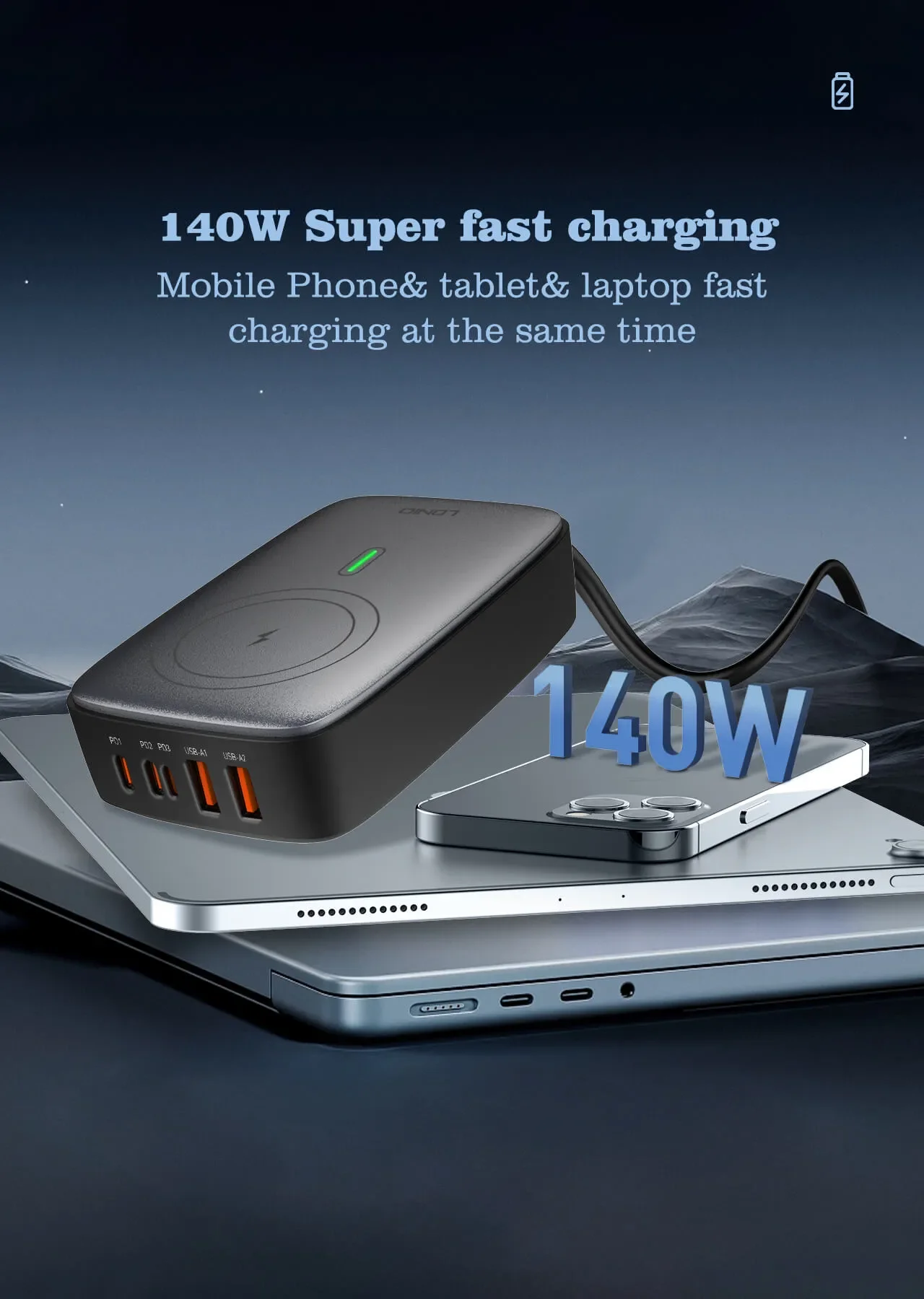 Ldnio Q4010 6-in-1 Multiport GaN Desktop Wireless Charger