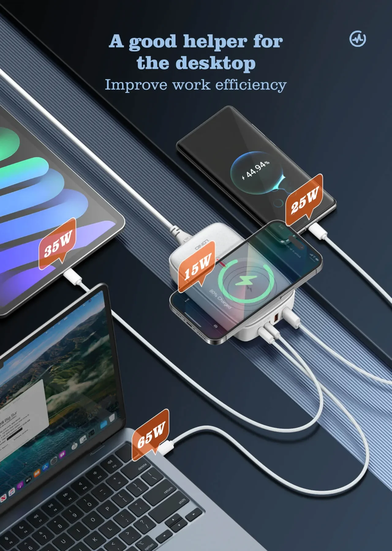 Ldnio Q4010 6-in-1 Multiport GaN Desktop Wireless Charger