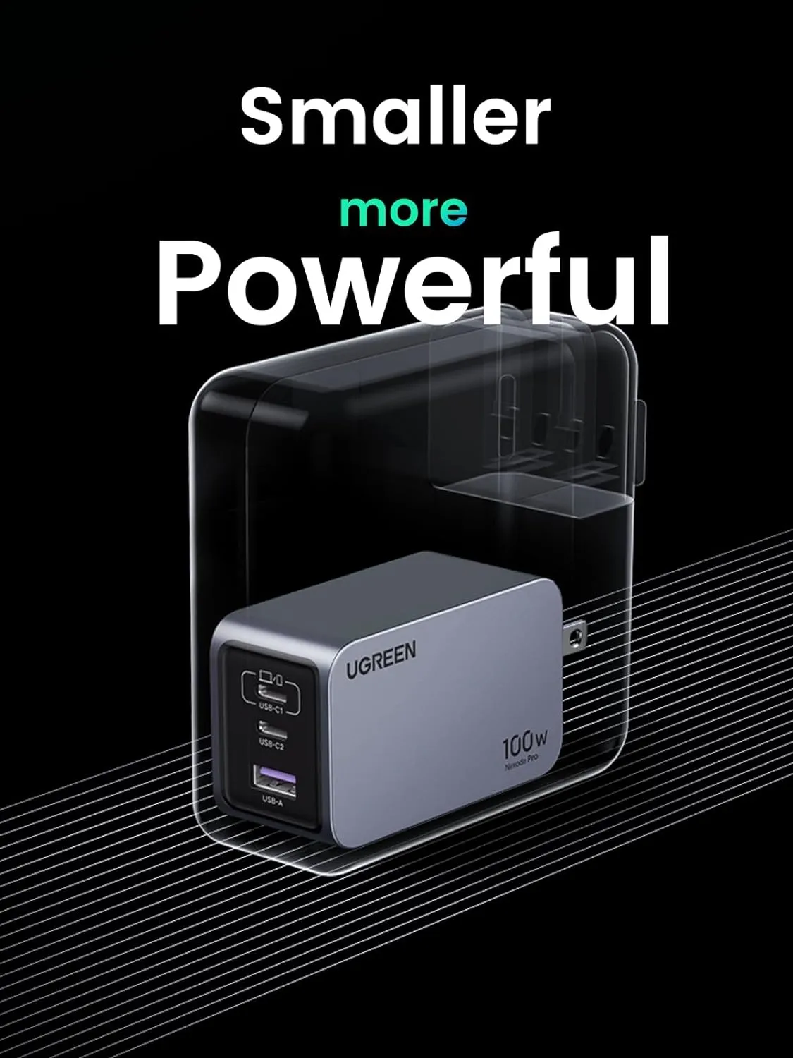 UGREEN Nexode Pro 100W 3-Port GaN Compact Fast PPS Wall Charger