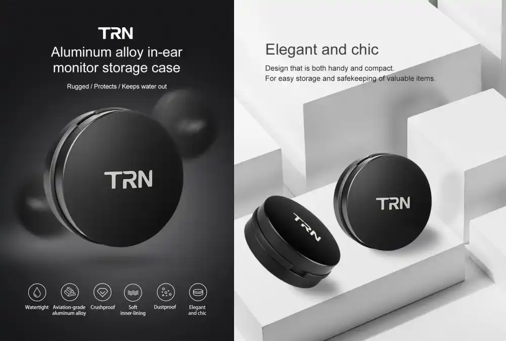 TRN Portable Storage Bag Metal Aluminum Case For Earphones