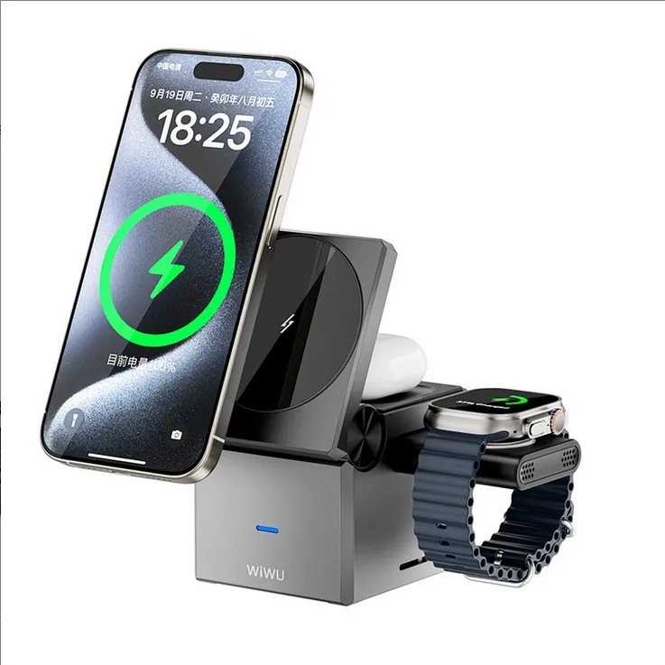 WiWU Wi-W030 Small Square 3 in 1 Wireless Charger