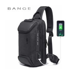 BANGE BG-7082 Anti-theft TSA Lock Crossbody Bag Waterproof Chest Pack with External USB Port