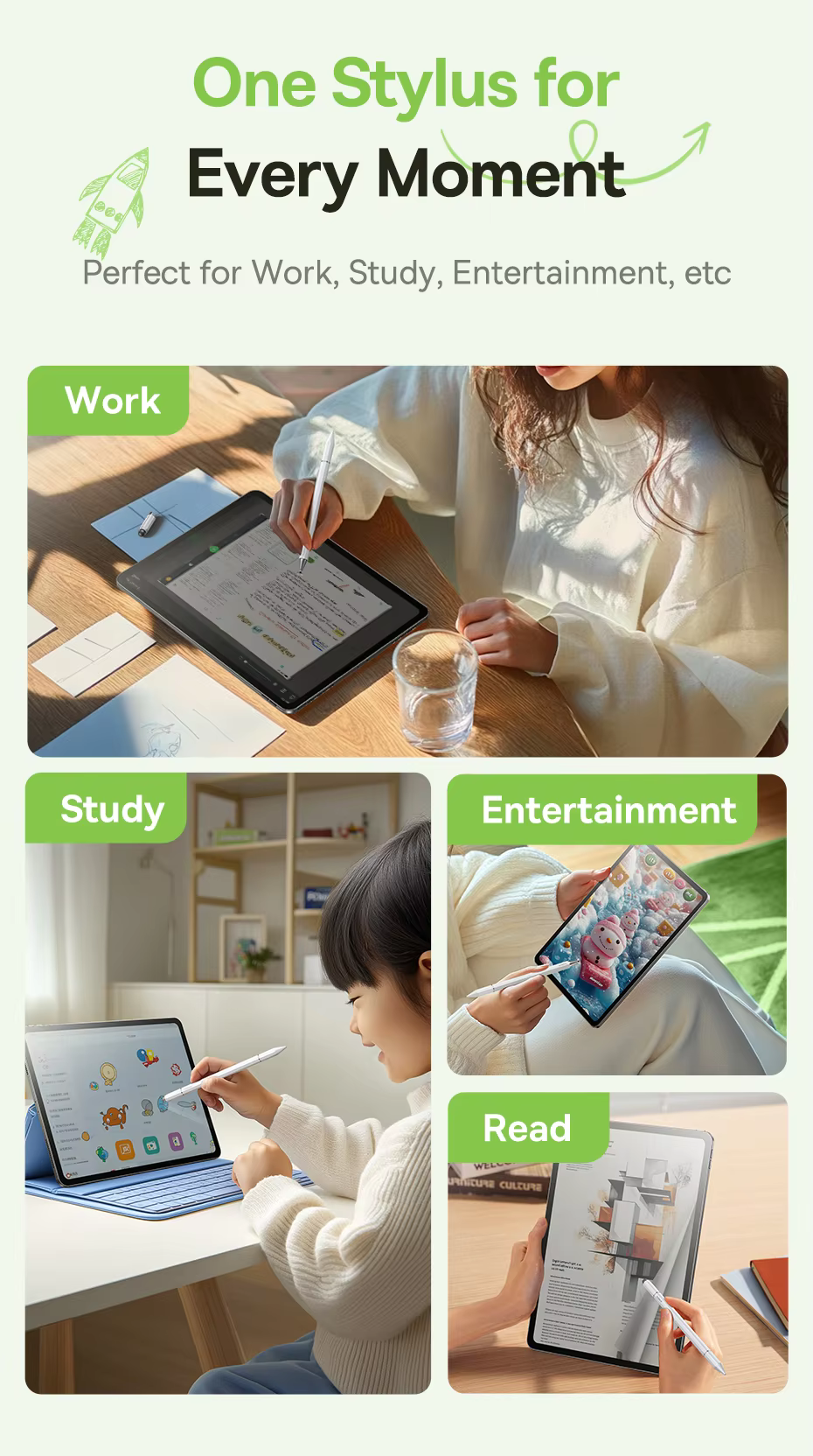 Baseus BS-PS051 3 in 1 Multifunctional Magnetic Stylus Pen For iPad All Tablet Phone Pencil