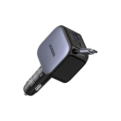 UGREEN 60W 2C1A Car Charger with Retractable Cable