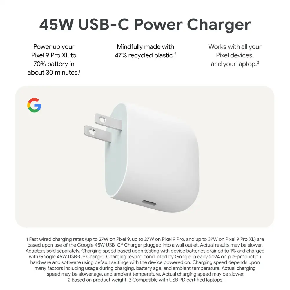 Google 45W Fast-Charging USB-C Wall Charger