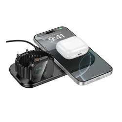 Hoco CW65 15W 3 in 1 Ultra Thin North Tabletop Wireless Fast Charger