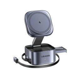 USAMS CD257 Qi2 3-in-1 Magnetic Wireless Charger Foldable Stand