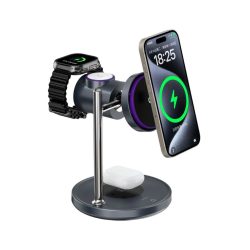 WiWU Qi2 3 in 1 25W Space Station Air cooled Magnetic Wireless Charger