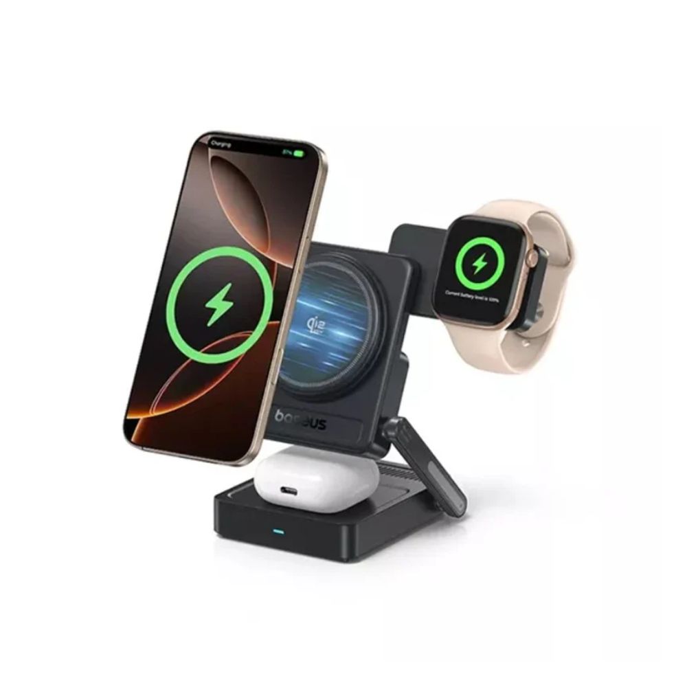 Baseus PicoGo AF21 3-in-1 Qi2.2 Wireless Charger – 25W Foldable Fast Charging Station